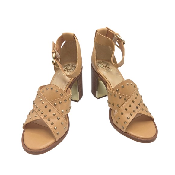 Vince Camuto VC-KERESHA Leather Open Toe Ankle Strap Sandals 8.5M Tan Brazil NEW - Picture 15 of 16